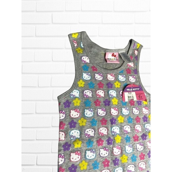 Hello Kitty Girls Medium Tank Top Graphic Print Lettuce‎ Hem Gray - Picture 4 of 6